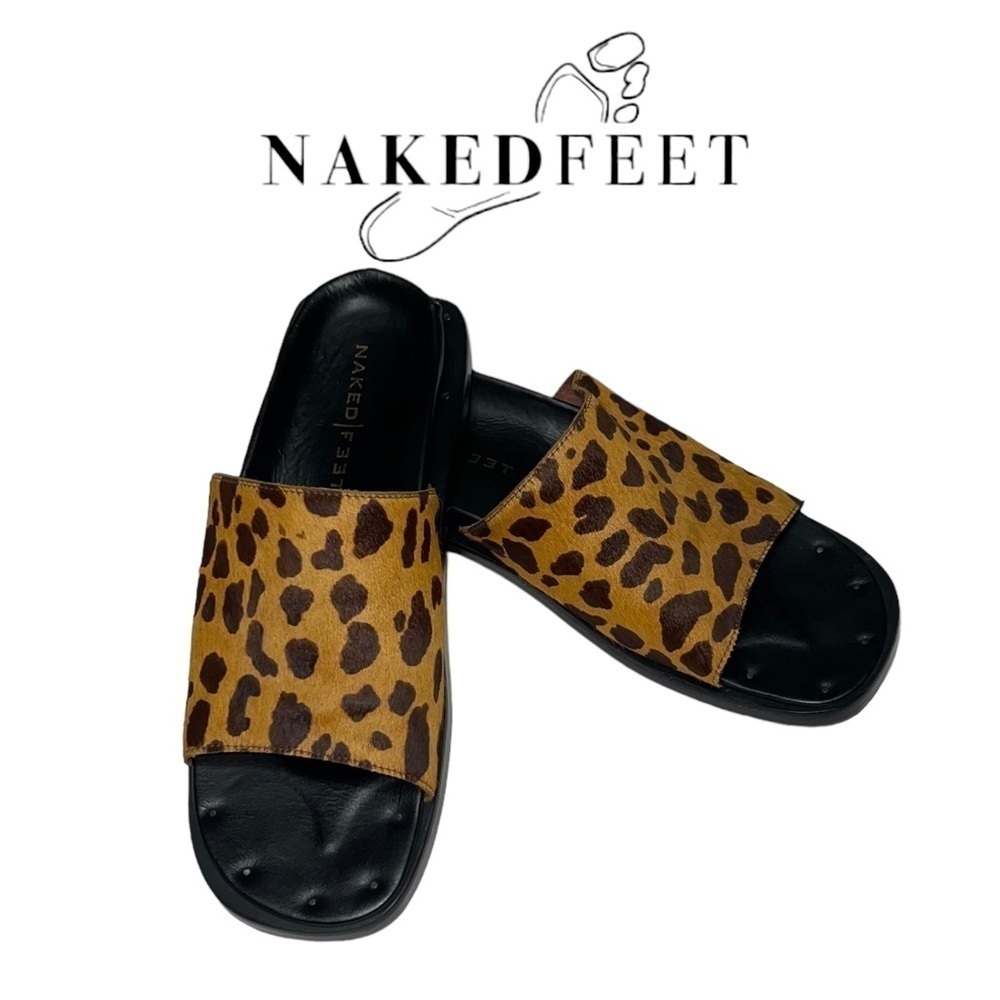 Naked Feet (EUC) Garcia Leopard Nonato Leather uppers footbed & bottoms, Size 10 - Picture 4 of 13